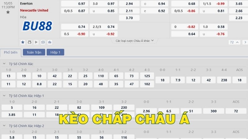 Những tỷ lệ chấp thường gặp trong kèo Châu Á